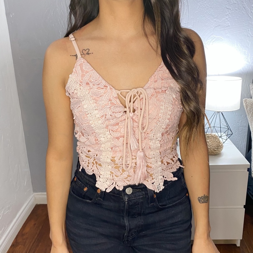 Pink Ruffle Tank Top
